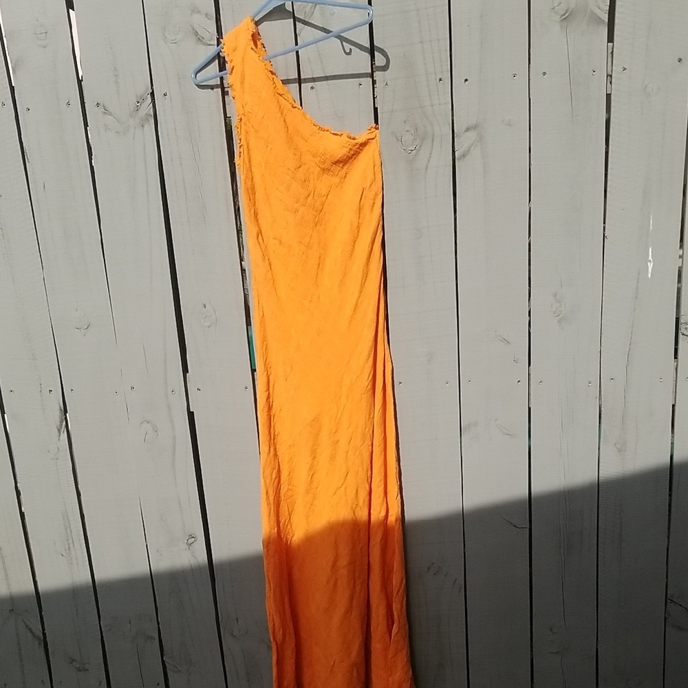 RACHEL Rachel Roy Orange One-Shoulder Gown for Weddings